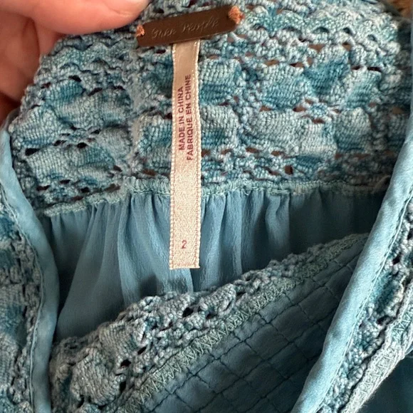 Free People Teal Sleeveless Tunic with Crochet Detail - Picture 7 of 11